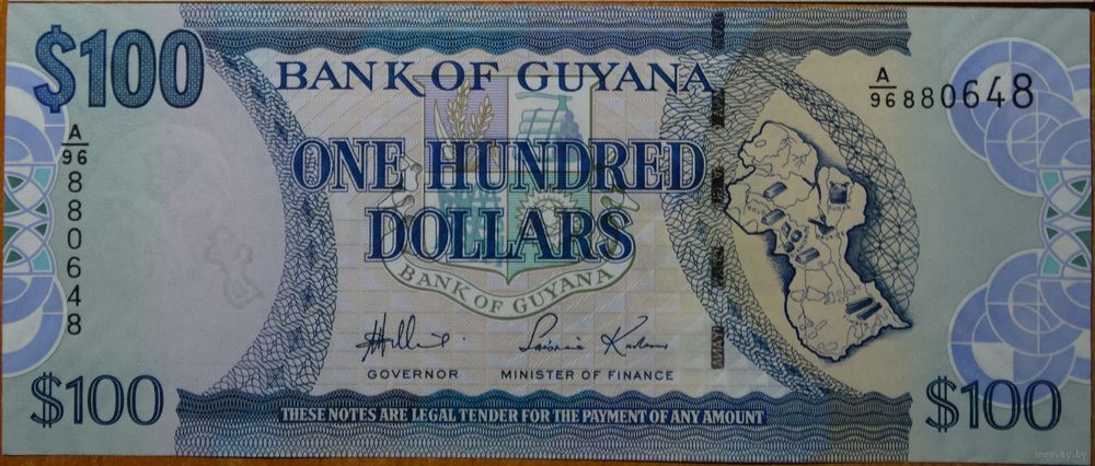 2012 P36b banknote Guyana 100 Dollars UNC